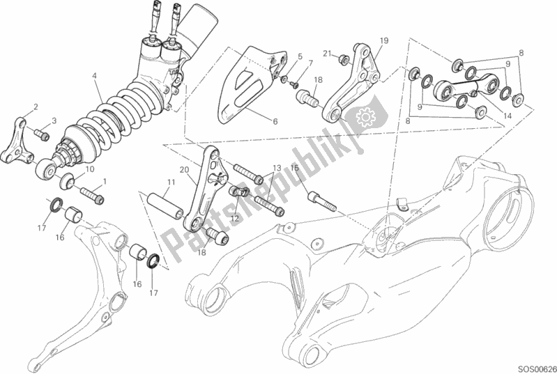 Toutes les pièces pour le Sospensione Posteriore du Ducati Superbike 1199 Panigale S ABS 2014